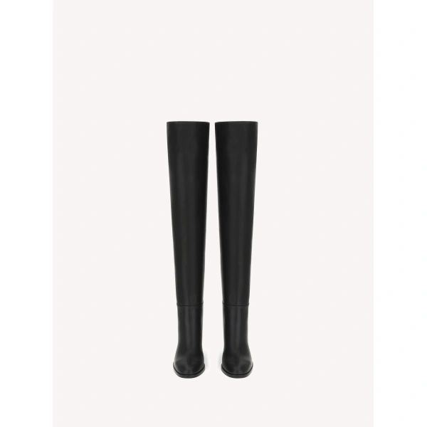Gianvito Rossi Santiago Over-the-Knee Boots in Black Leather, view 3 | Boots
