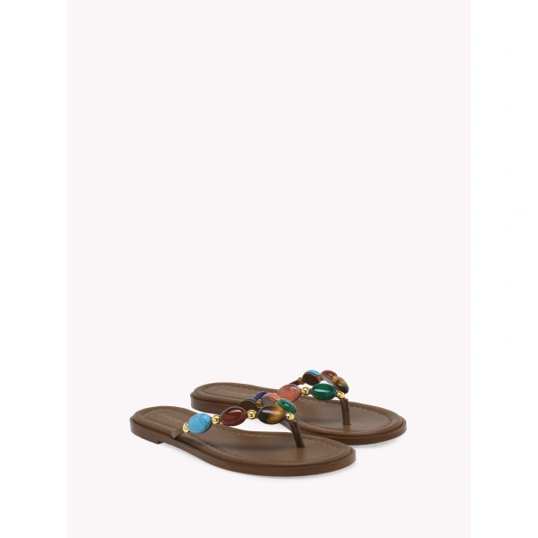 Gianvito Rossi Shanti 05 Flat Thong Sandals in Brown Suede, view 2 | Sandals
