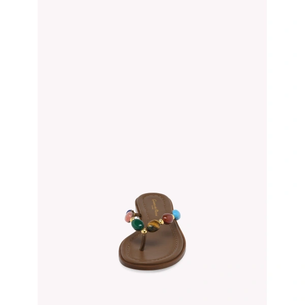 Gianvito Rossi Shanti 05 Flat Thong Sandals in Brown Suede, view 4 | Sandals