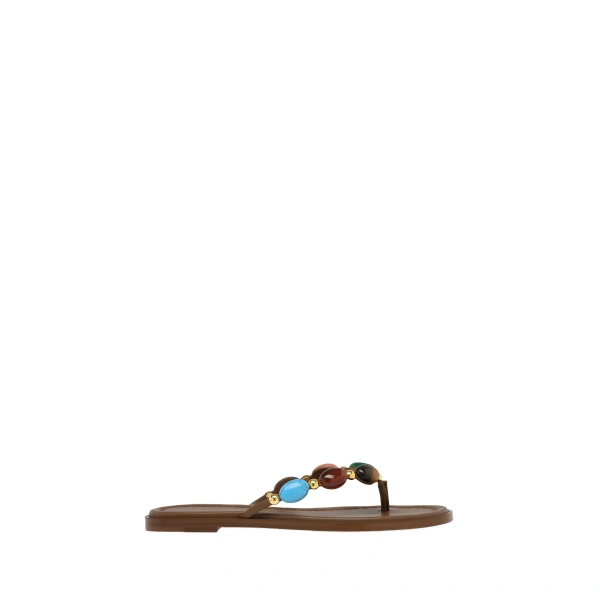 Gianvito Rossi Shanti 05 Flat Thong Sandals in Brown Suede | Sandals