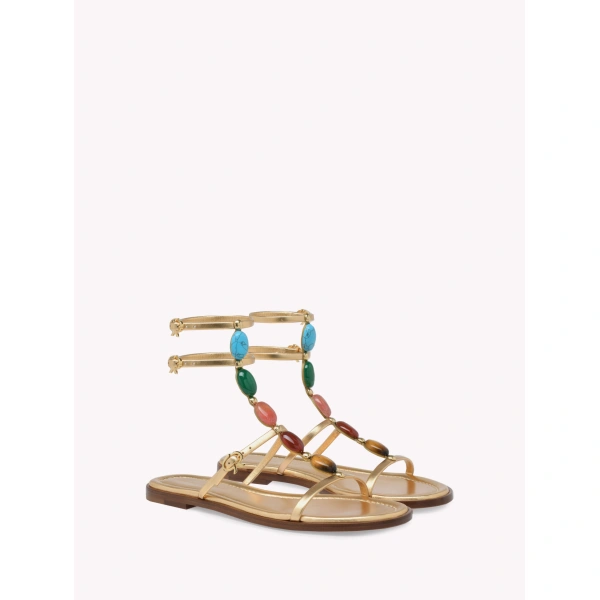 Gianvito Rossi Shanti 05 Flats in Gold Nappa, view 2 | Flats