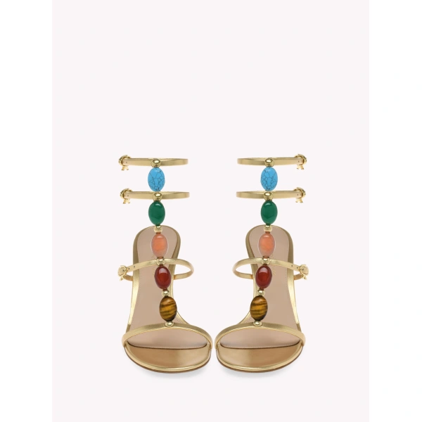 Gianvito Rossi Shanti 70 Sandals in Gold Nappa, view 3 | Sandals