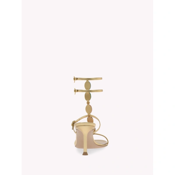 Gianvito Rossi Shanti 70 Sandals in Gold Nappa, view 4 | Sandals