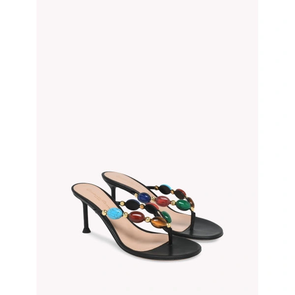 Gianvito Rossi Shanti 70 Thong Sandals in Black Suede, view 2 | Sandals