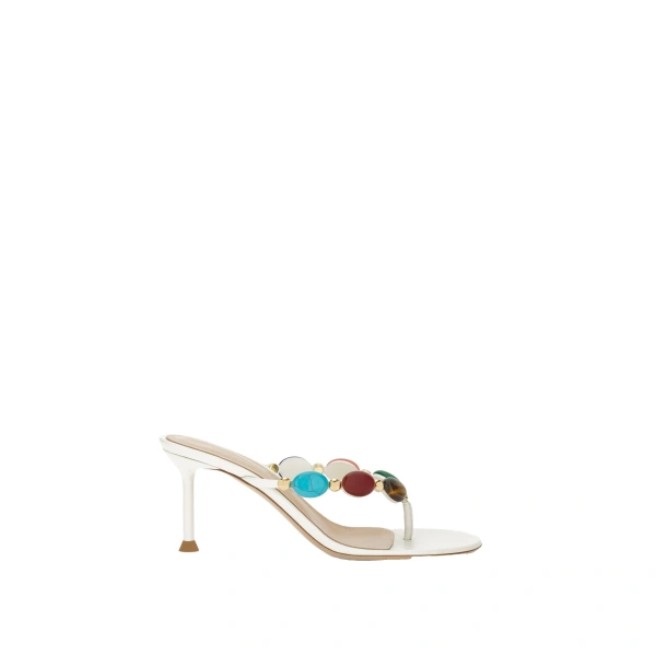 Gianvito Rossi Shanti 70 Thong Sandals in Off White Suede | Sandals