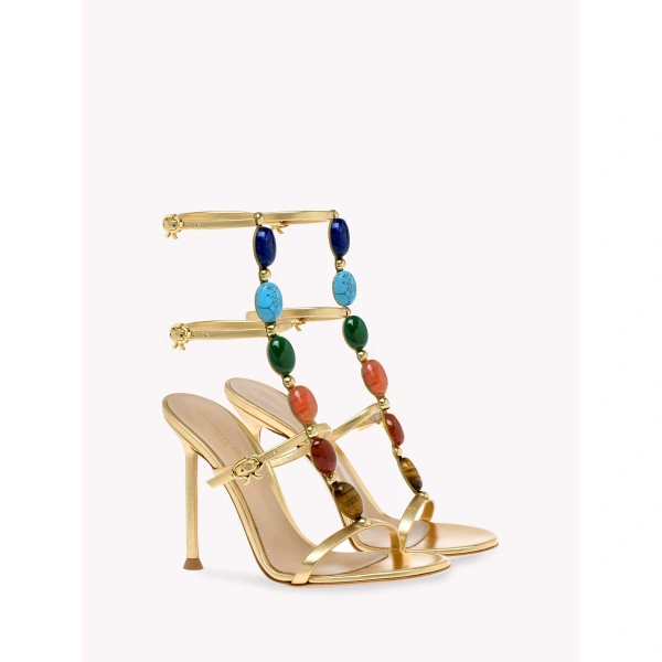 Gianvito Rossi Shanti Sandals in Gold Nappa, view 2 | Sandals
