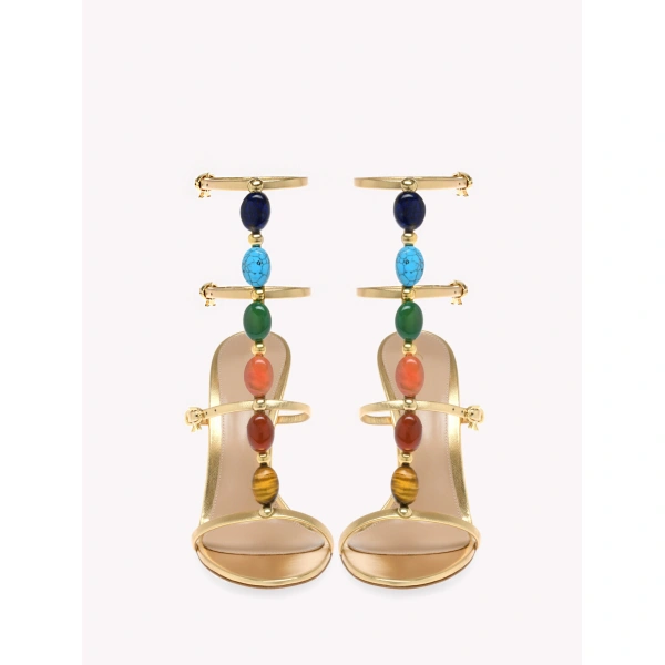 Gianvito Rossi Shanti Sandals in Gold Nappa, view 3 | Sandals