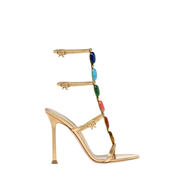 Gianvito Rossi Shanti Sandals in Gold Nappa | Sandals