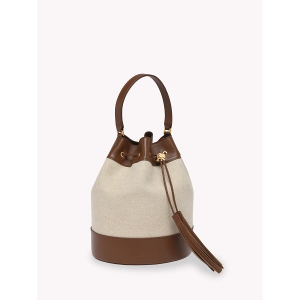 Gianvito Rossi Sienna 22 Bucket Bag in Natural and Tan, view 2 | Bucket Bags