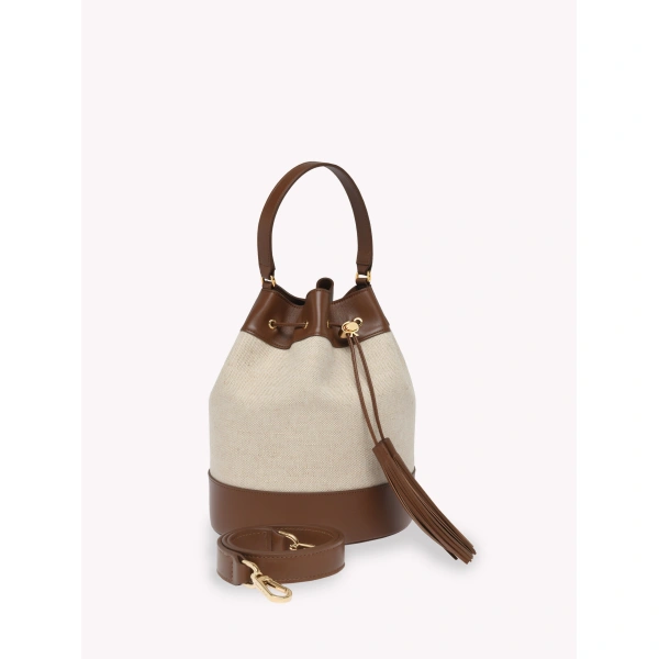 Gianvito Rossi Sienna 22 Bucket Bag in Natural and Tan, view 3 | Bucket Bags