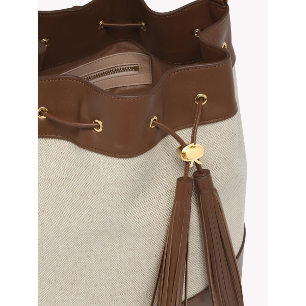 Gianvito Rossi Sienna 22 Bucket Bag in Natural and Tan, view 4 | Bucket Bags