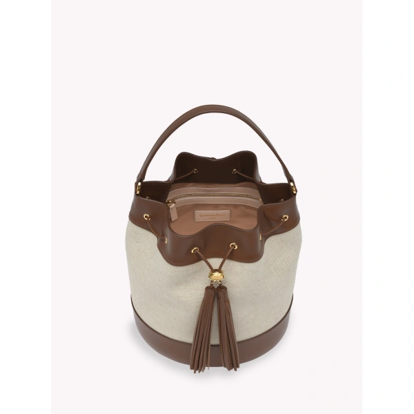 Gianvito Rossi Sienna 22 Bucket Bag in Natural and Tan, view 5 | Bucket Bags
