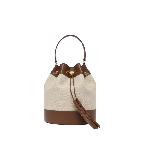 Gianvito Rossi Sienna 22 Bucket Bag in Natural and Tan | Bucket Bags