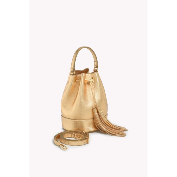 Gianvito Rossi Sienna Bucket Bag in Gold, view 3 | Bucket Bags