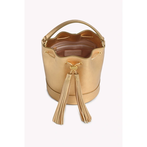 Gianvito Rossi Sienna Bucket Bag in Gold, view 5 | Bucket Bags