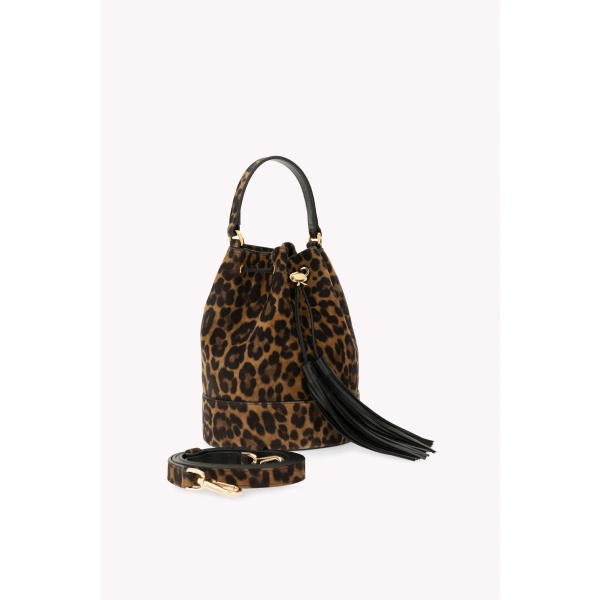 Gianvito Rossi Sienna Bucket Bag in Leopard Print, view 3 | Bucket Bags
