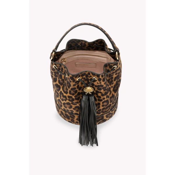 Gianvito Rossi Sienna Bucket Bag in Leopard Print, view 4 | Bucket Bags