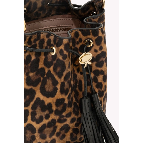 Gianvito Rossi Sienna Bucket Bag in Leopard Print, view 5 | Bucket Bags