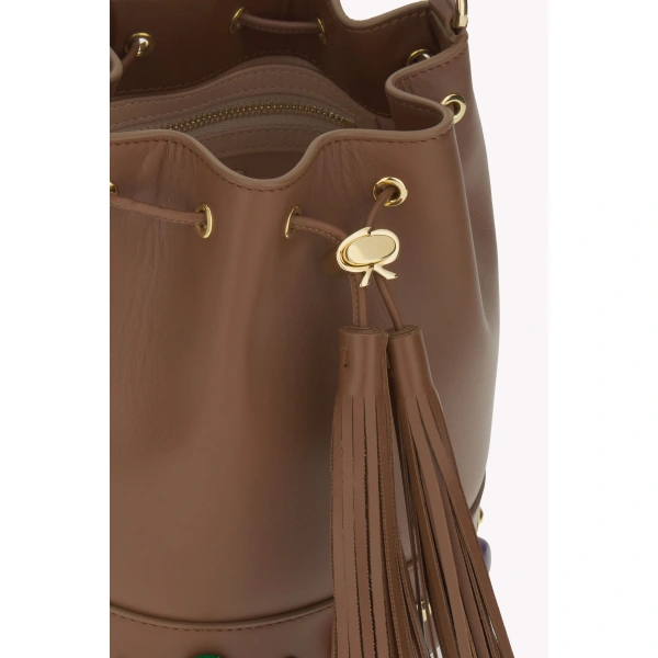 Gianvito Rossi Sienna Shanti Bucket Bag in Tan, view 4 | Bucket Bags