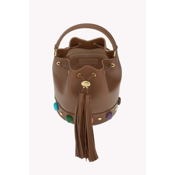 Gianvito Rossi Sienna Shanti Bucket Bag in Tan, view 5 | Bucket Bags