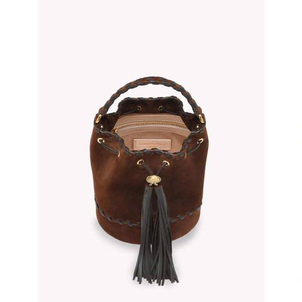 Gianvito Rossi Sienna Zaira Bucket Bag in Brown, view 5 | Bucket Bags