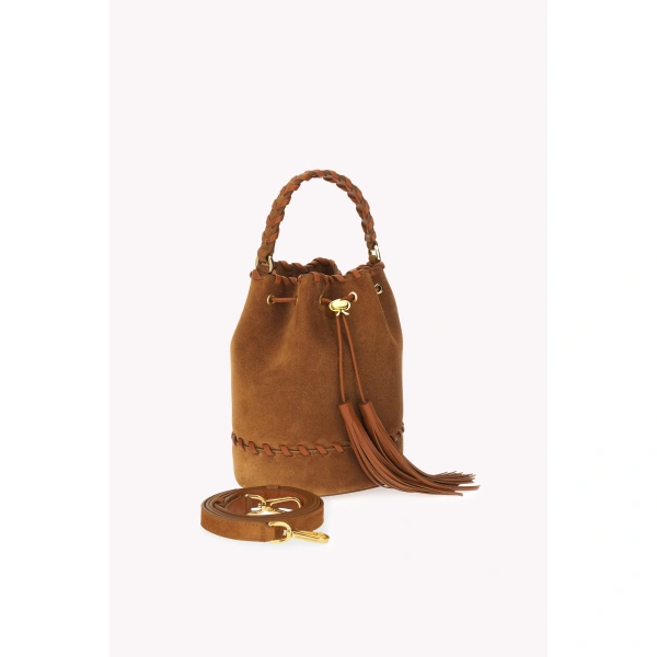 Gianvito Rossi Sienna Zaira Bucket Bag in Tan, view 3 | Bucket Bags