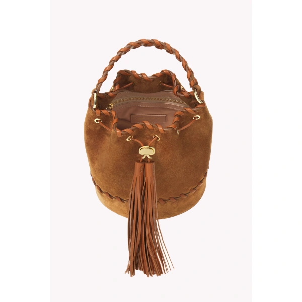 Gianvito Rossi Sienna Zaira Bucket Bag in Tan, view 5 | Bucket Bags