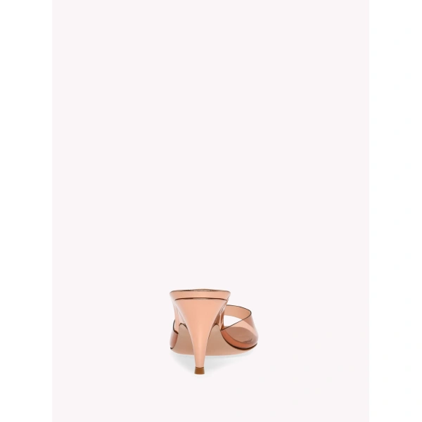 Gianvito Rossi Sofia 70 Mules in Gold Plexi, view 4 | Mules