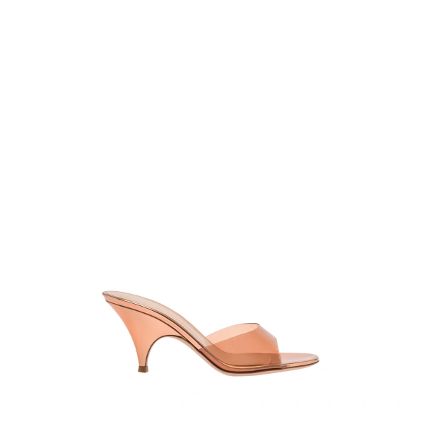 Gianvito Rossi Sofia 70 Mules in Gold Plexi | Mules