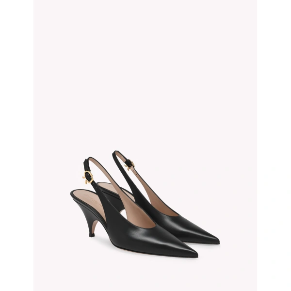 Gianvito Rossi Sofia 70 Slingbacks in Black Leather, view 2 | Slingbacks