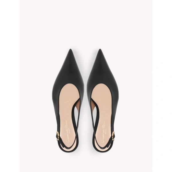 Gianvito Rossi Sofia 70 Slingbacks in Black Leather, view 3 | Slingbacks