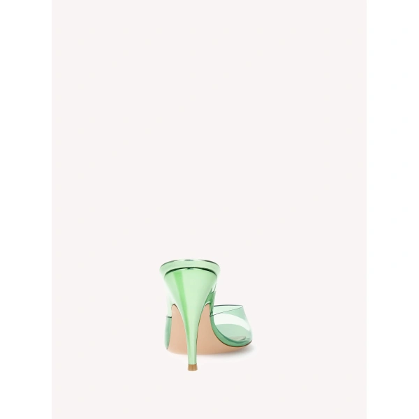 Gianvito Rossi Sofia 95 Mules in Green Plexi, view 4 | Mules