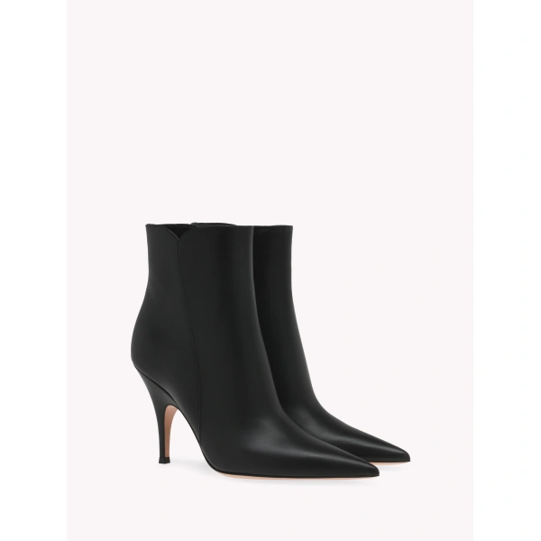 Gianvito Rossi Sofia Ankle Boots in Black Leather, view 2 | Ankle Boots