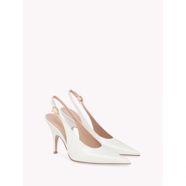 Gianvito Rossi Sofia Slingbacks in Off White Leather, view 2 | Slingbacks