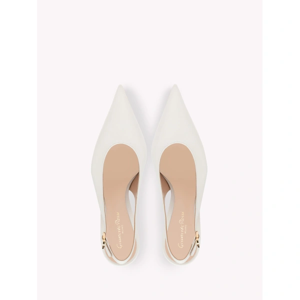 Gianvito Rossi Sofia Slingbacks in Off White Leather, view 3 | Slingbacks