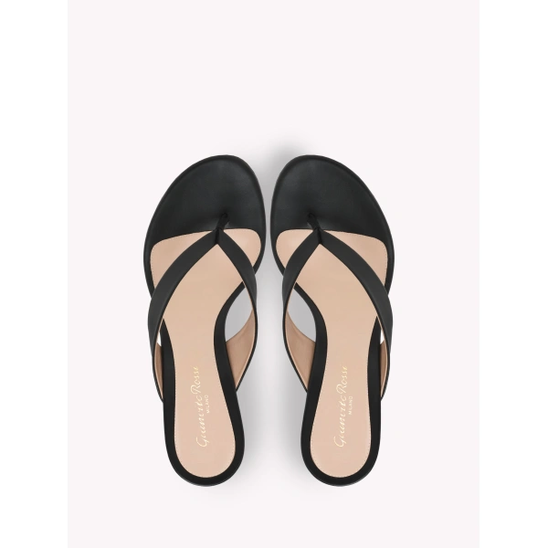 Gianvito Rossi Sofia Thong Sandals in Black Leather, view 3 | Sandals