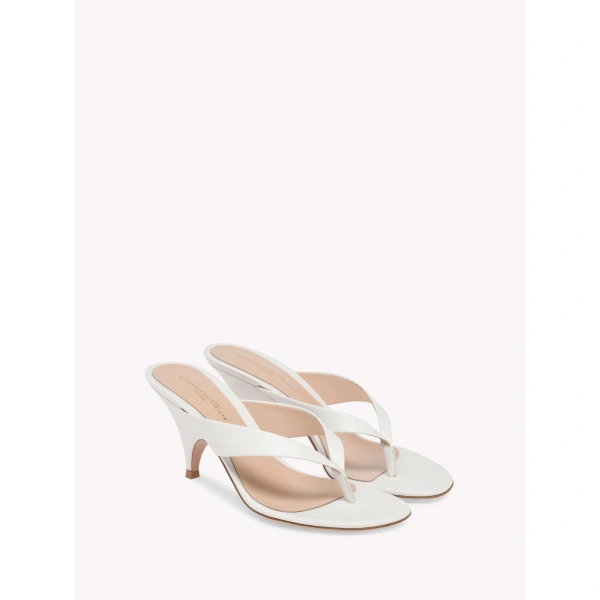 Gianvito Rossi Sofia Thong Sandals in Off White Leather, view 2 | Sandals