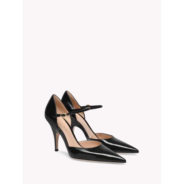 Gianvito Rossi Sofia d'Orsay Pumps in Black Glossy Nappa, view 2 | Pumps