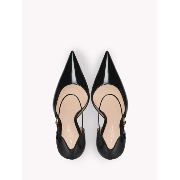 Gianvito Rossi Sofia d'Orsay Pumps in Black Glossy Nappa, view 3 | Pumps