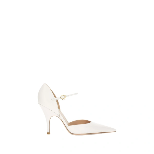 Gianvito Rossi Sofia d'Orsay Pumps in Off White Leather | Pumps
