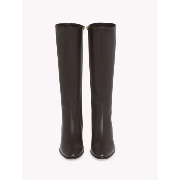 Gianvito Rossi Spencer Knee-High Boots in Mocha Leather, view 3 | Knee-High Boots