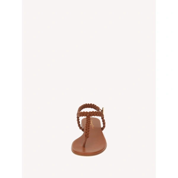 Gianvito Rossi Ubud 05 Flat Thong Sandals in Brown Nappa, view 4 | Sandals
