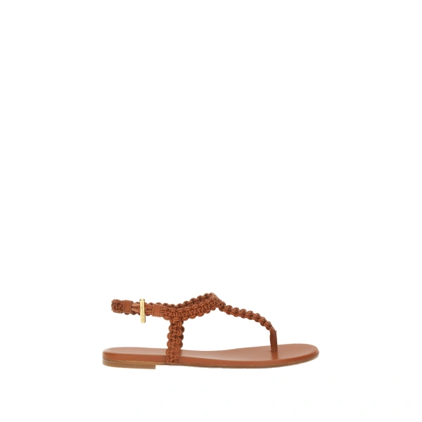 Gianvito Rossi Ubud 05 Flat Thong Sandals in Brown Nappa | Sandals