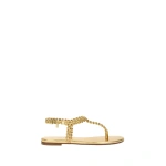 Gianvito Rossi Ubud 05 Flat Thong Sandals in Gold Nappa | Sandals