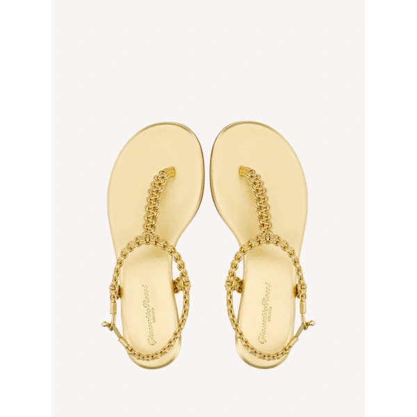 Gianvito Rossi Ubud 05 Flat Thong Sandals in Gold Nappa, view 3 | Sandals