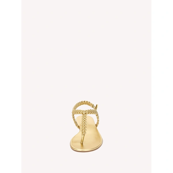 Gianvito Rossi Ubud 05 Flat Thong Sandals in Gold Nappa, view 4 | Sandals
