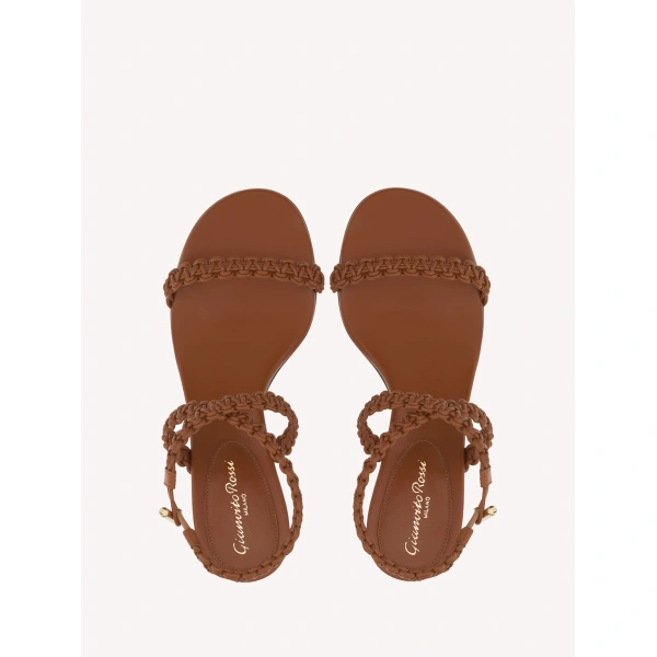 Gianvito Rossi Ubud Sandals in Brown Nappa, view 3 | Sandals