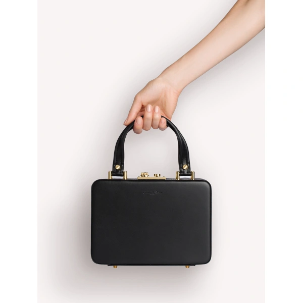Gianvito Rossi Valì Top Handle Bag in Black, view 6 | Totes & Top-Handle Bags