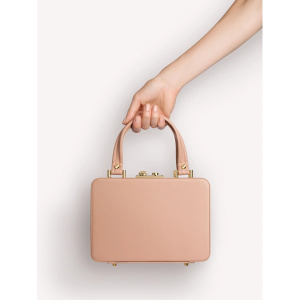 Gianvito Rossi Valì Top Handle Bag in Peach, view 6 | Totes & Top-Handle Bags