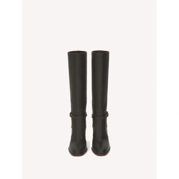 Gianvito Rossi Varenne 70 Knee-High Boots in Mocha Leather, view 3 | Knee-High Boots